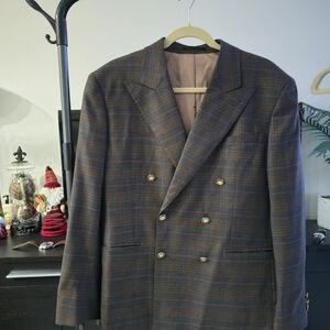 Men's Double-Breasted Plaid Blazer